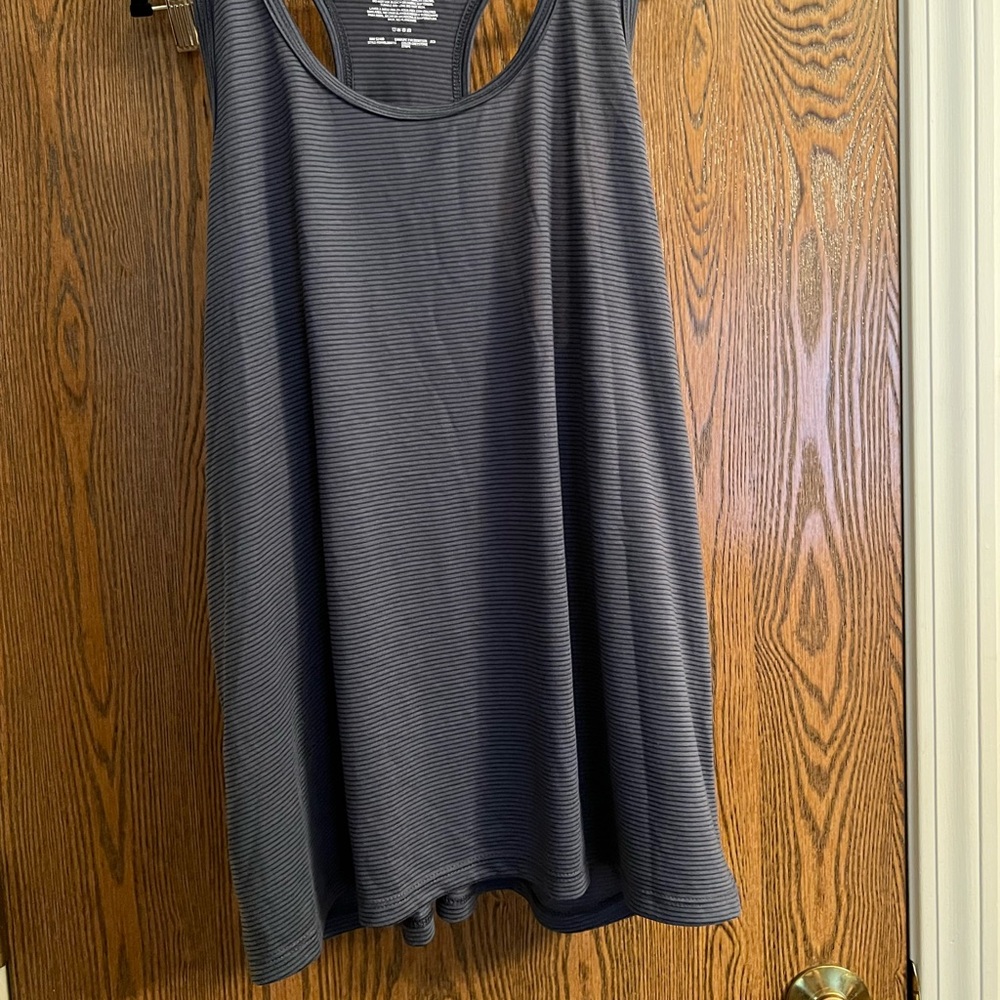 Athletic Works Striped Gray Tank Top